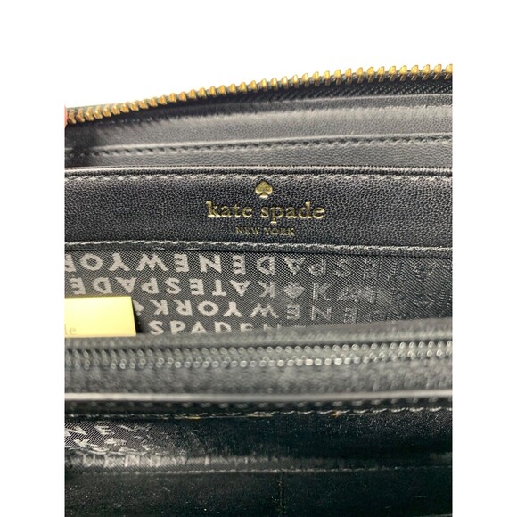 Kate Spade Zip Around Wallet Wellesley Neda Black Pebbled Cow Leather EUC - Picture 7 of 11